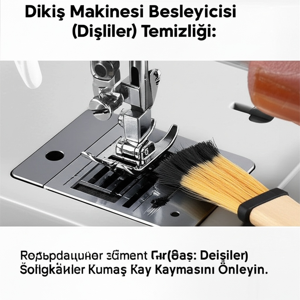 Dikiş Makinesi Besleyicisi (Dişliler) Temizliği: Kumaş Kaymasını Önleyin.